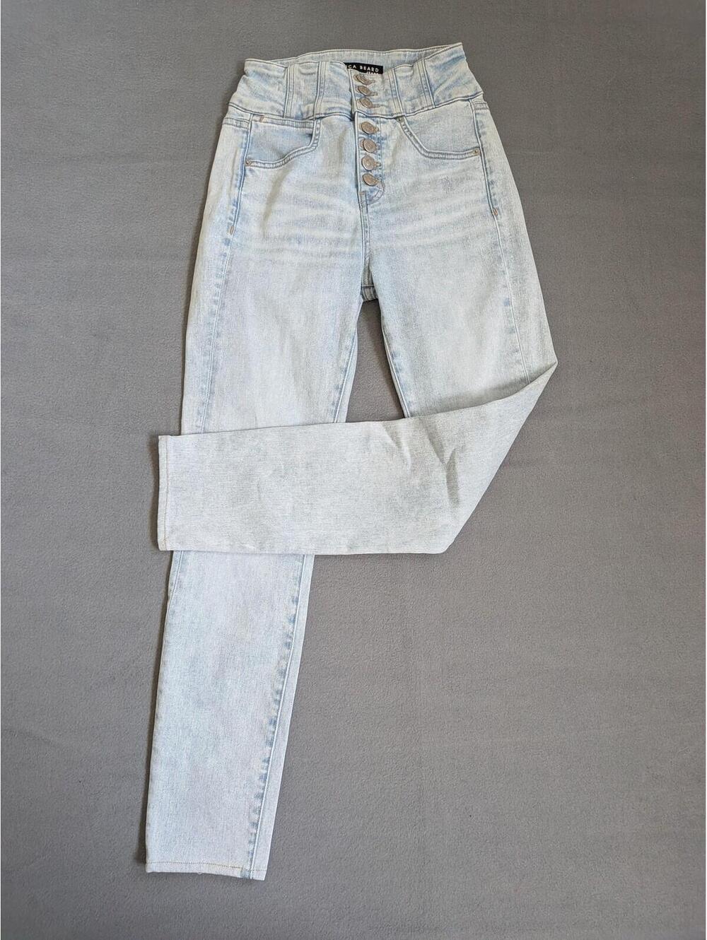 Veronica Beard Jeans Womens 24 Blue High Rise Skinny Glacier Button Fly Denim